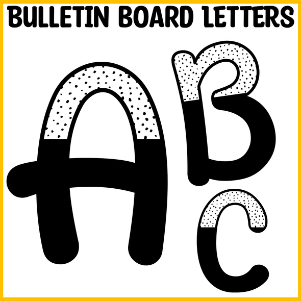 Printable Spotty Black and White Bulletin Board Letters, Alphabet Letters