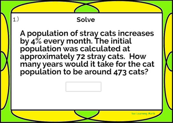 Exponential Growth and Decay Word Problems - Digital BOOM Cards + Printable Task Cards