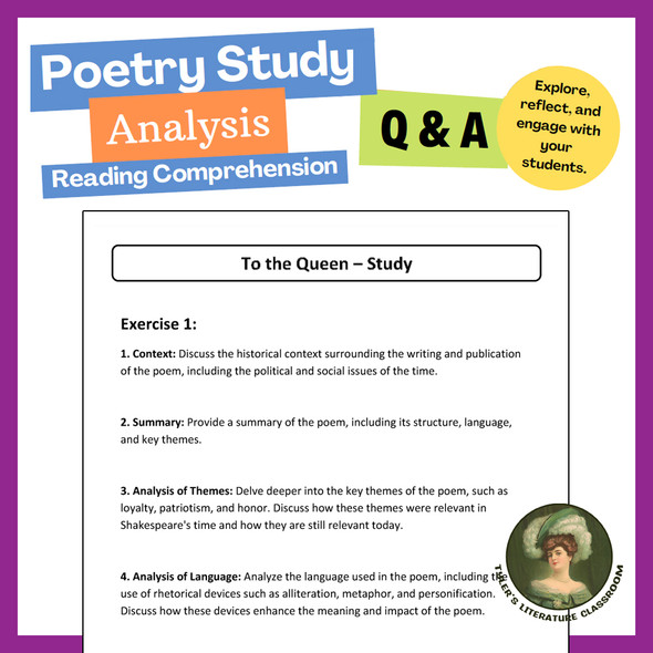 To the Queen Poetry Study Analysis of Shakespeare's Masterpiece for High School