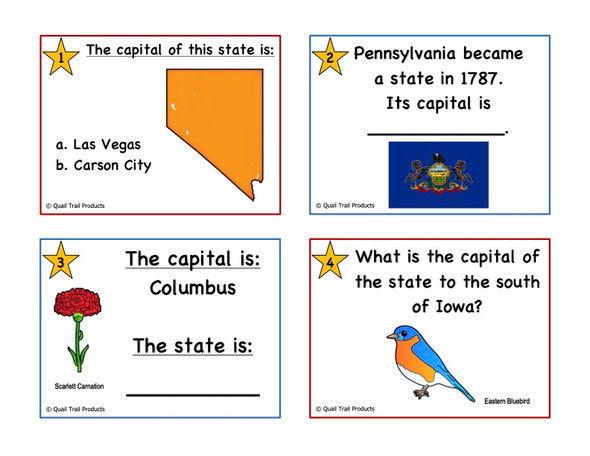 U.S. States and Capitals Set 2 TASK CARDS