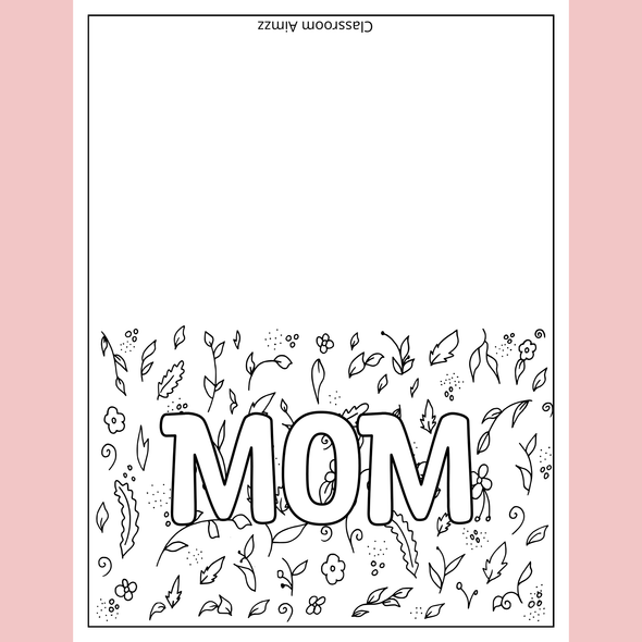 Mother's Day Cards, Mother's Day Coloring Page, Editable Coloring Cards