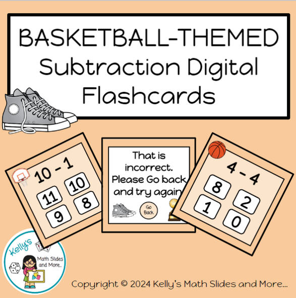 Basketball-Themed Subtraction Digital Flashcards