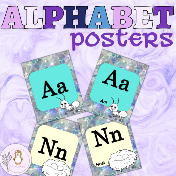 Angel Aura Beginning Letter Sounds Alphabet Posters Uppercase and Lowercase