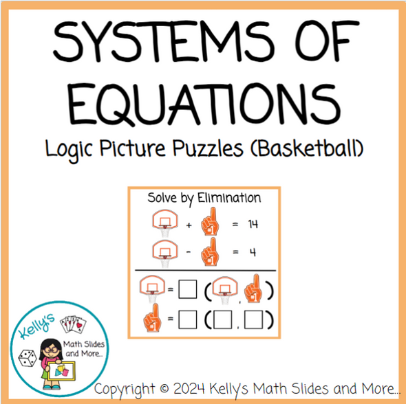 Basketball-Themed Systems of Equations Logic Picture Puzzles
