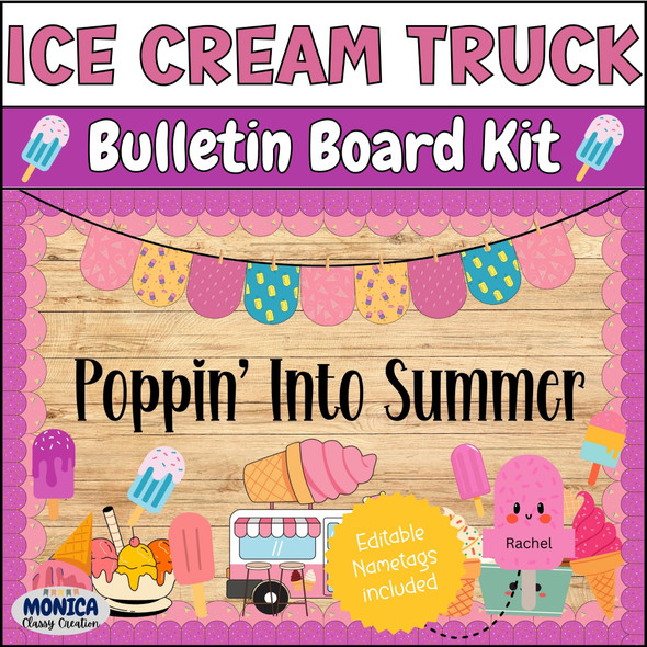 Ice Cream Truck Bulletin Board Kit-Anything Is Popsicle-June and July Door Decor