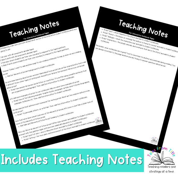 Elements of Prose Interactive Notebook Pages