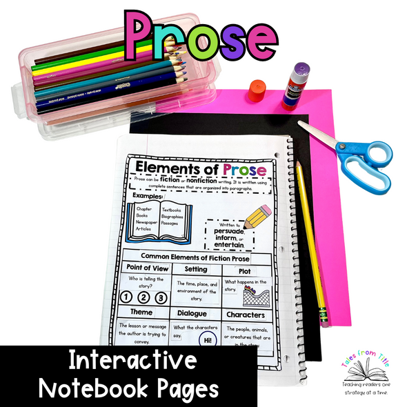 Elements of Prose Interactive Notebook Pages