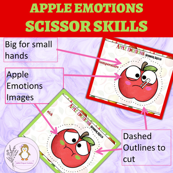 Apple Emotions Scissor Skills Activity Scissor Cutting Practice Early Elementary