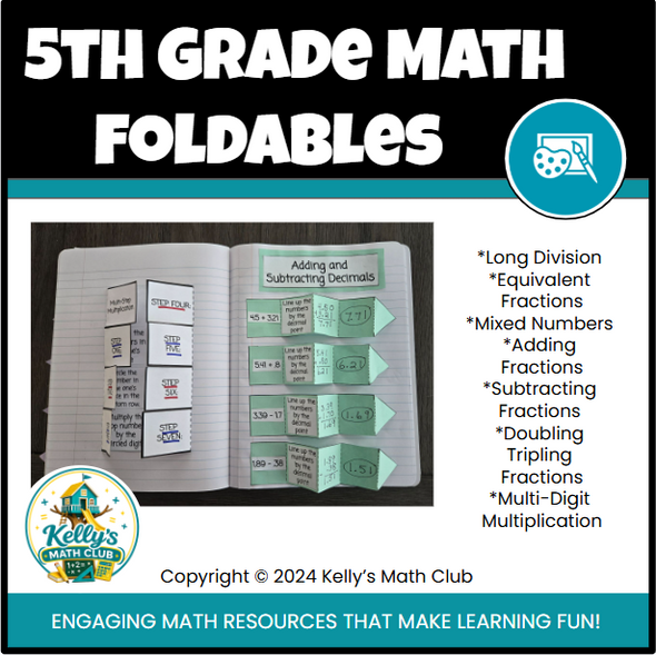 5th Grade Math - 9 Foldables for the Interactive Notebook