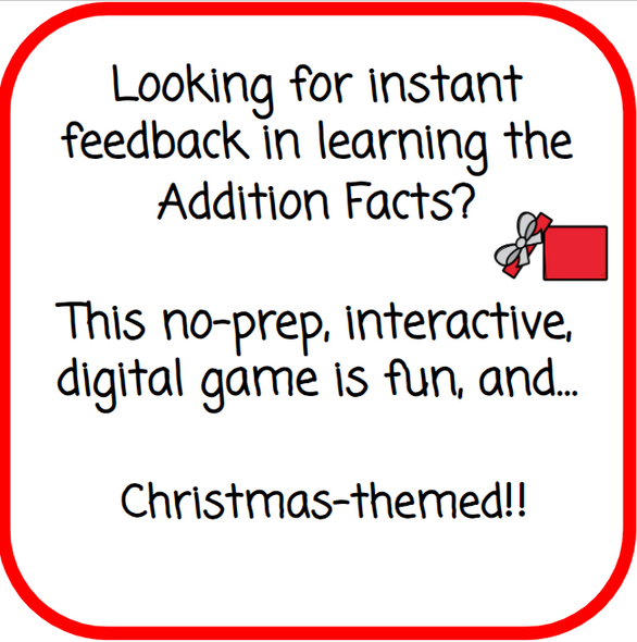 Addition Digital Flashcards - Christmas-Themed 