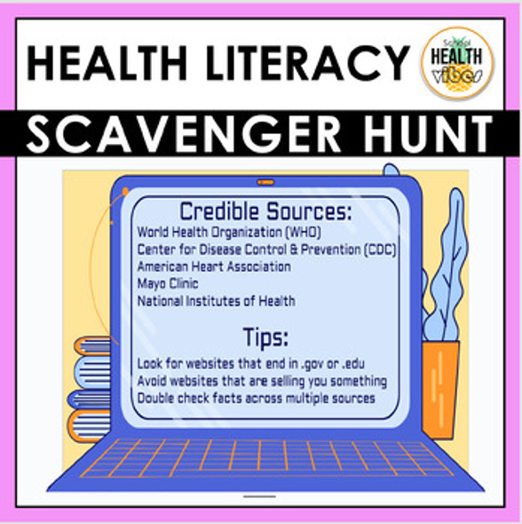 Health Literacy Scavenger Hunt for Middle & High School
