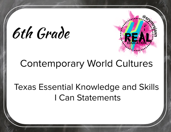 I CAN Statements World Cultures NEW TEKS 