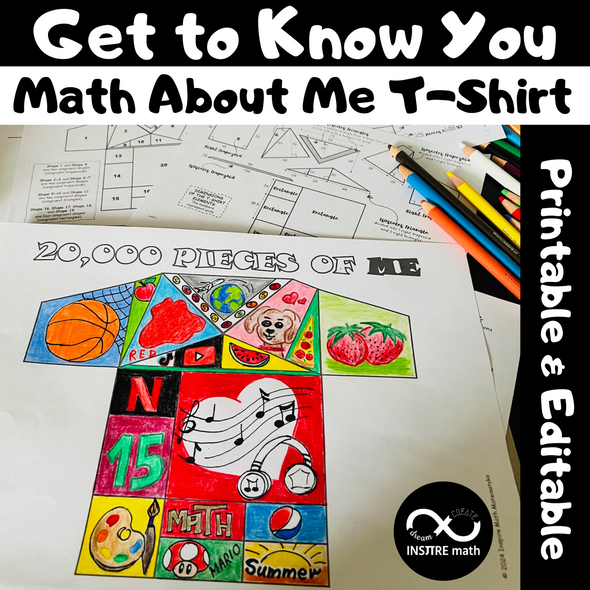 Back to School First Day Getting to Know You Activity: Math All About Me T-Shirt