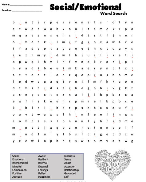 Social Emotional Learning - 'Negative' Emotions Word Search - SEL Worksheet