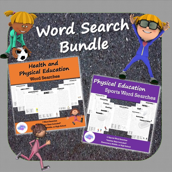 Word Search Bundle! 20 PE, Health, and Sports Vocabulary Word Searches