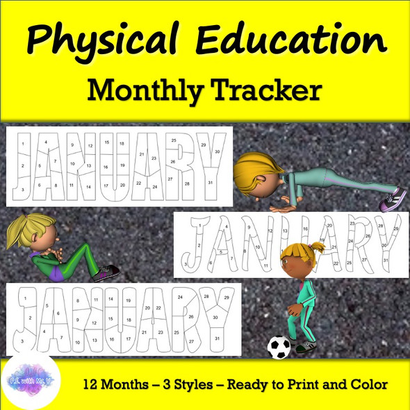 Fitness/Workout Tracker, Academic/Behavior Tracker - Color each day as you go!