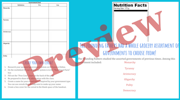 Supermarket Government: Create a Cereal For A New Colonial Government