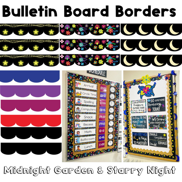 Midnight Garden - Bulletin Board Borders (Small Scallop)