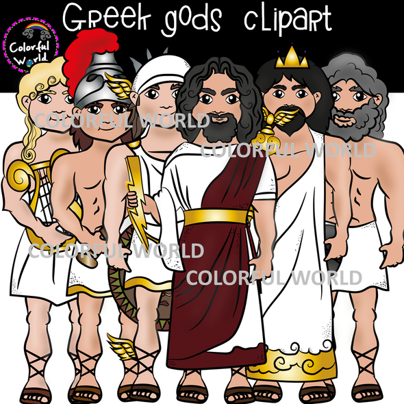 Greek gods and their symbols clipart