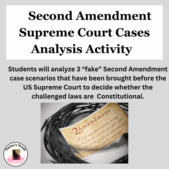 Gun Rights in America: 2nd Amendment "Fake" Supreme Court Cases Activity