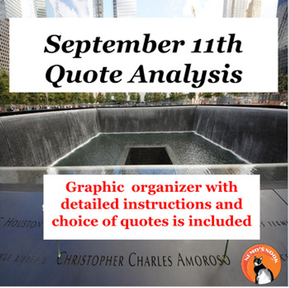 9-11 Quote Analysis and Graphic Organizer with Rubric - fully editable!