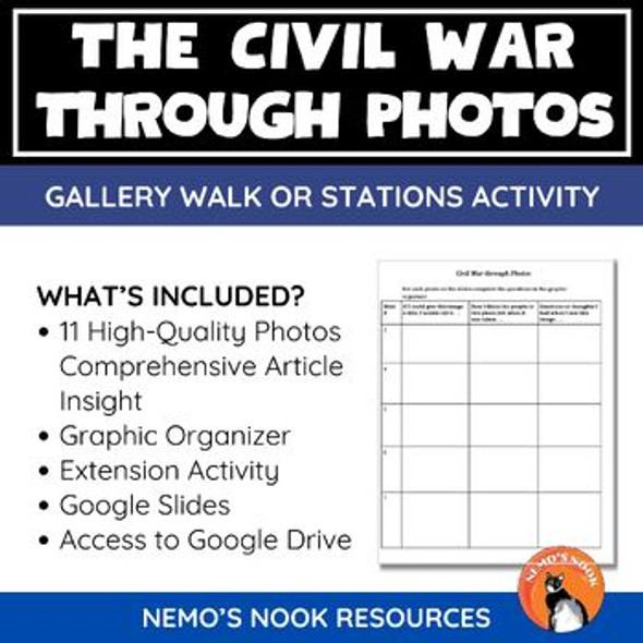 Primary Sources: The Civil War Through Photos Analysis With Graphic Organizer