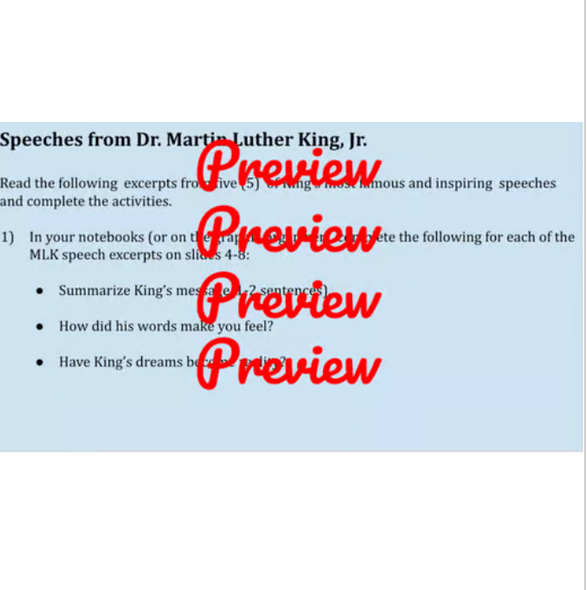 Primary Source Analysis: 5 Speech Excerpts from Dr. Martin Luther King