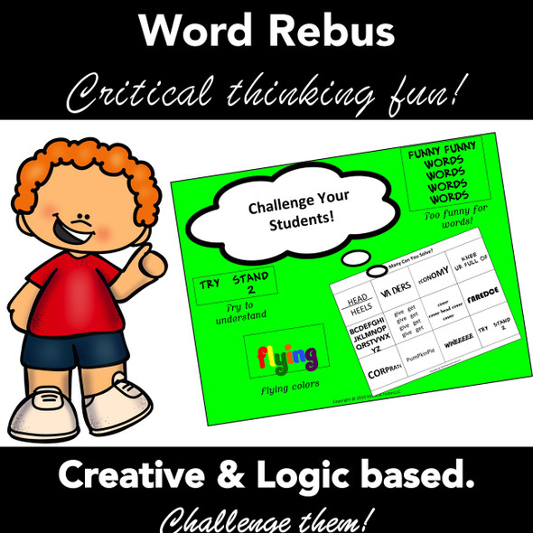 Critical Thinking Activities and Brain Teaser: Word Rebus/Wordles