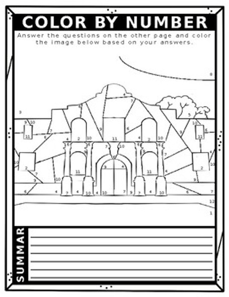 Six Flags over Texas Color by Number Reading Comprehension