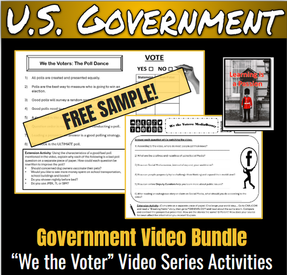 U.S. Government | Constitution | "We the Voter" Video Activities | SAMPLE!!!