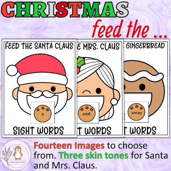 Christmas Feed The ... Dolch Pre-K Sight Word Game with 40 Words