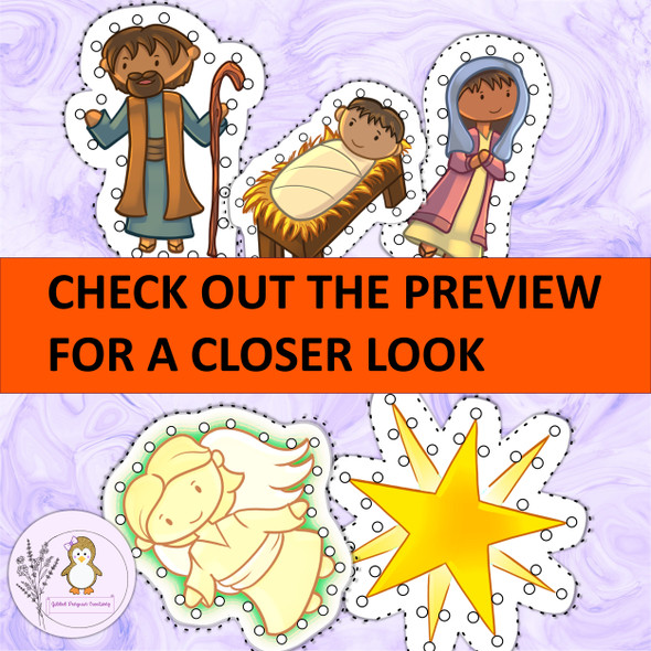 Christmas Nativity Lacing Cards 1 Activity for Early Elementary