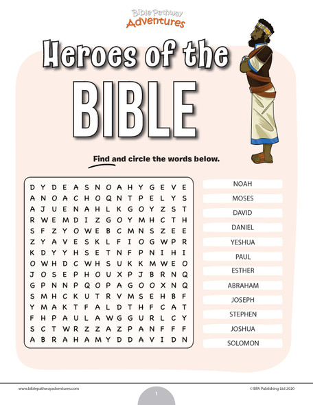Heroes of the Bible word search puzzle Heroes of the Bible word search puzzle