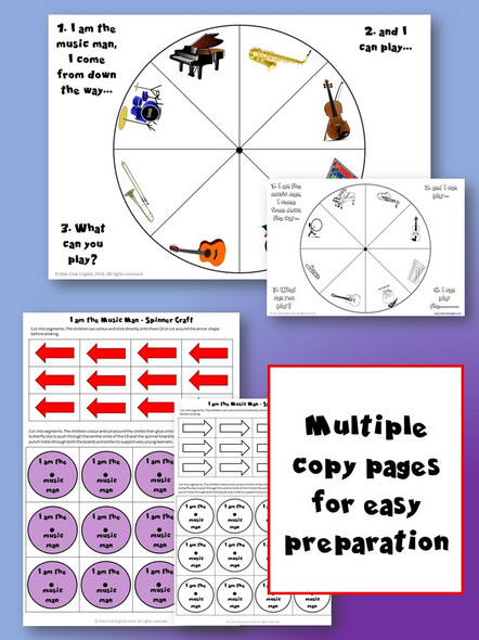 I am the Music Man Spinner Craft Game templates