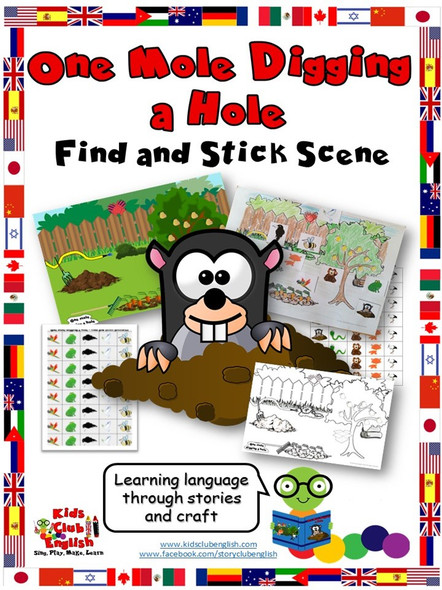 One Mole Digging a Hole Find and Stick Scenes Craft