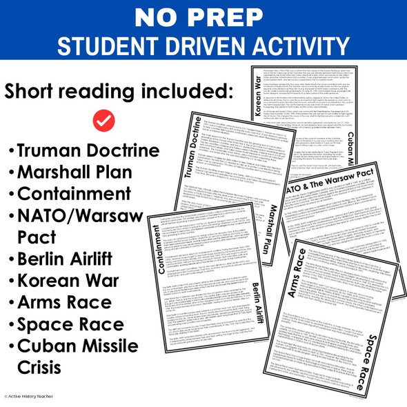 Cold War One-Pager Activity Summaries No Prep Assignment or Assessment