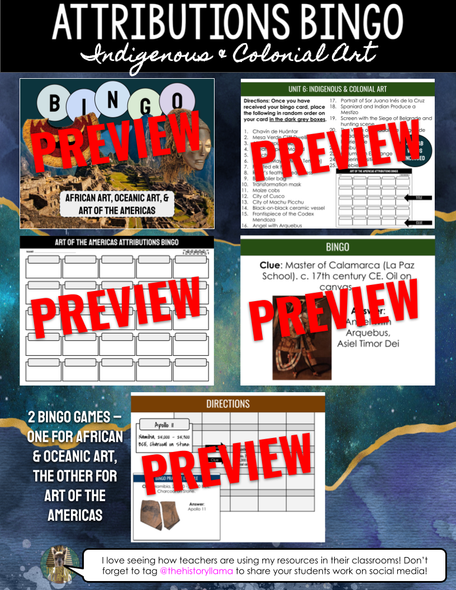 Unit 6: Indigenous & Colonial Art Bingo - AP Art History