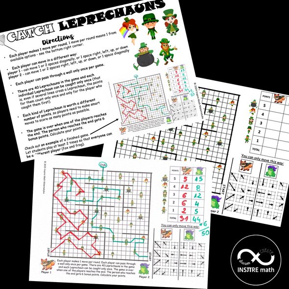 FREE St. Patrick's Day Math Activity Catch Leprechauns Logic Game Brain Teasers