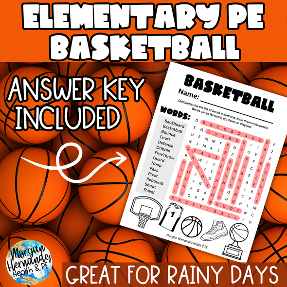 Elementary PE Basketball Wordsearch Elementary PE Basketball Wordsearch