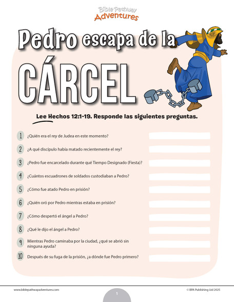 Cuestionario bíblico de Pedro escapa de la cárcel
