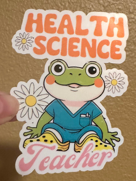 Health Science Teacher Frog Vinyl Waterproof Sticker  