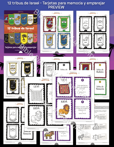12 tribus de Israel - Tarjetas para memoria y emparejar