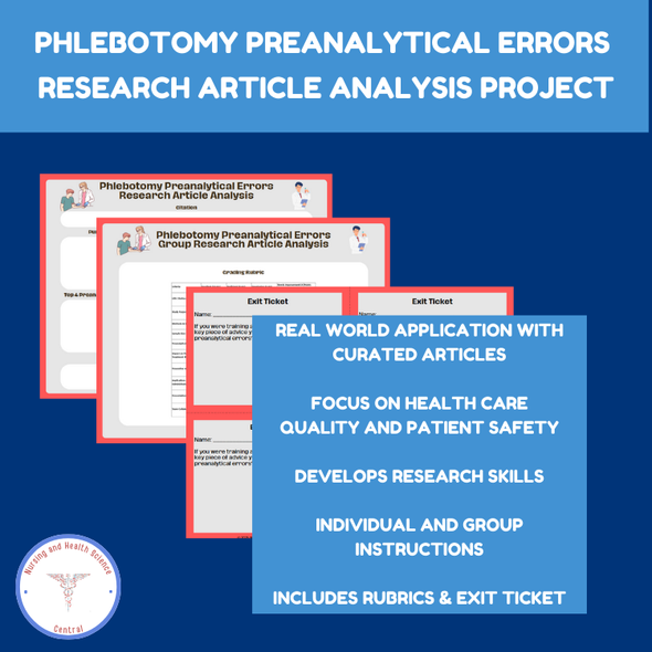 Phlebotomy Preanalytical Errors Project: Research Analysis for Nursing, PCT, CMA