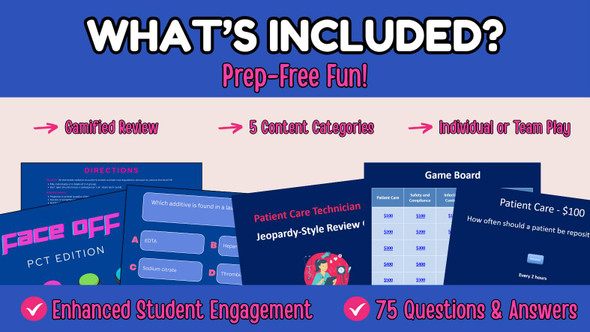 Health Science PCT Exam Review Game Bundle: Jeopardy-Style & Face-Off Activities