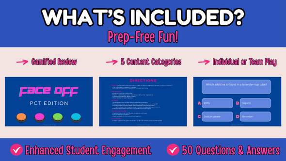 CTE Health Science PCT Face Off Game | Certification Review & Test Prep Activity