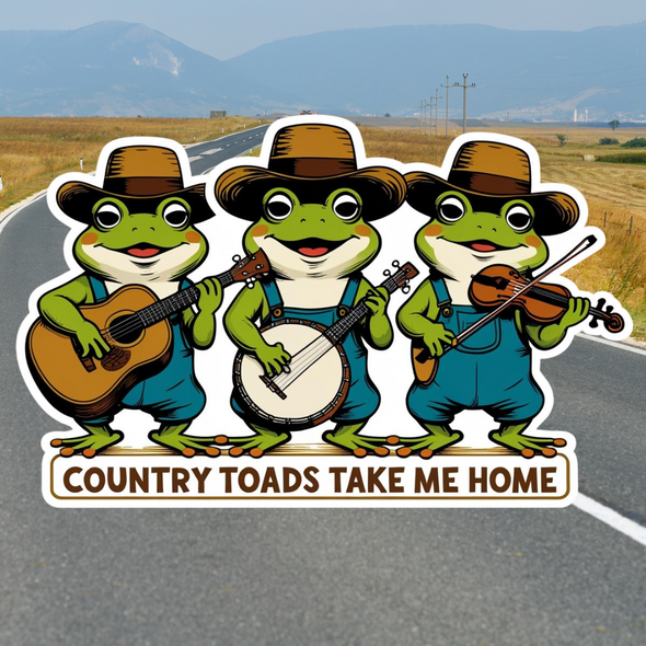 Country Toads Take Me Home – Funny Frog Band Vinyl Waterproof Sticker