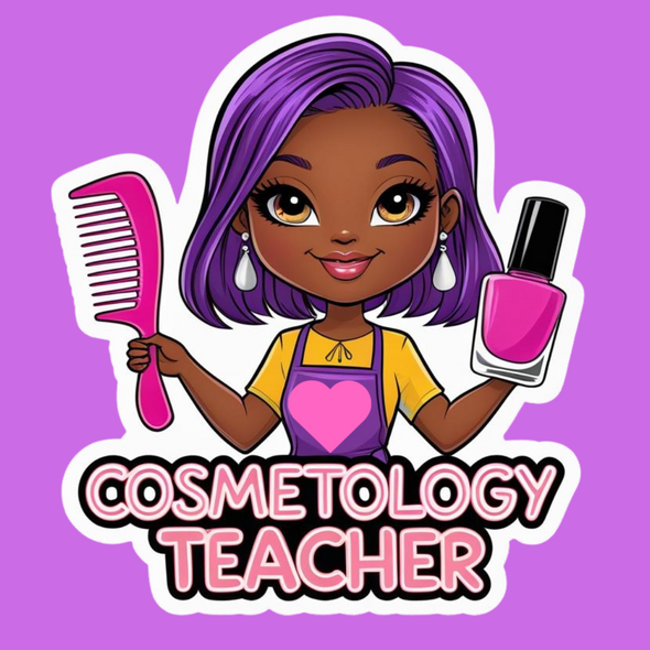 Cosmetology Teacher(#1) Waterproof Vinyl Sticker – Cute Salon Design for CTE and Beauty Instructors