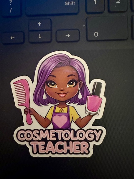 Cosmetology Teacher(#1) Waterproof Vinyl Sticker – Cute Salon Design for CTE and Beauty Instructors