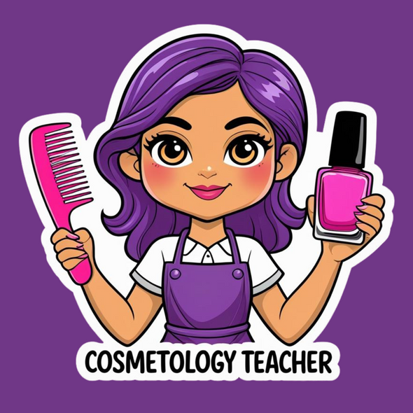Cosmetology Teacher(#2) Waterproof Vinyl Sticker – Cute Salon-Inspired Design for Beauty and CTE Instructors