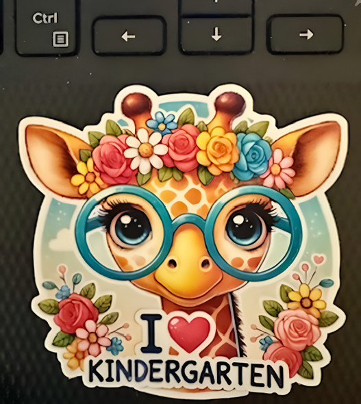  I ❤️ Kindergarten Giraffe – 3"x3" Waterproof Vinyl Sticker